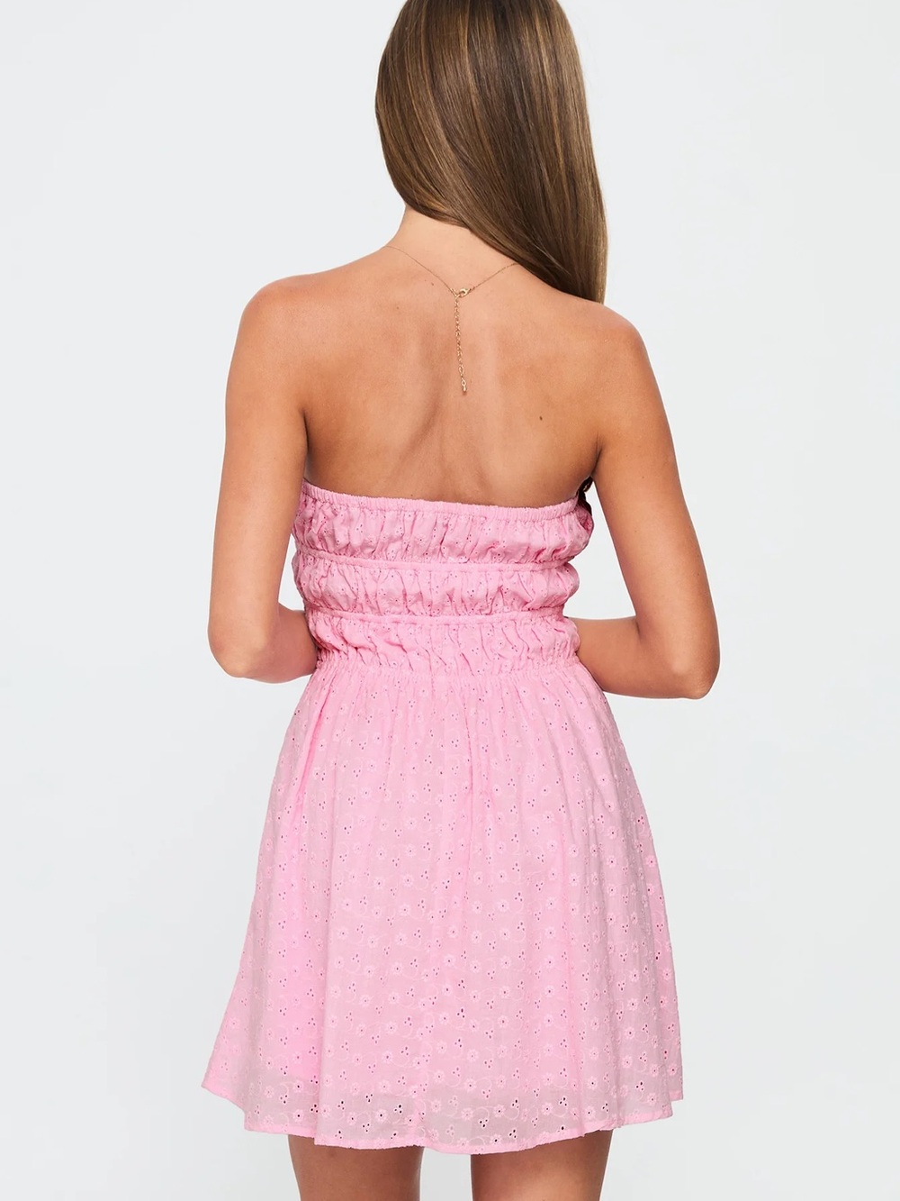 Princess Polly Pink Eyelet Strapless Mini Dress - Picture 3 of 3